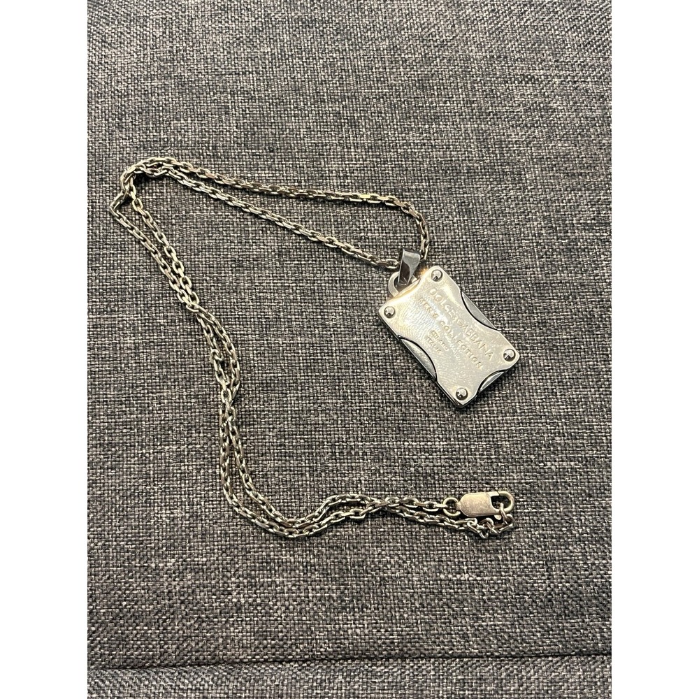 Vintage Dolce & Gabbana Men's Collection Logo Plaque Pendant & Necklace